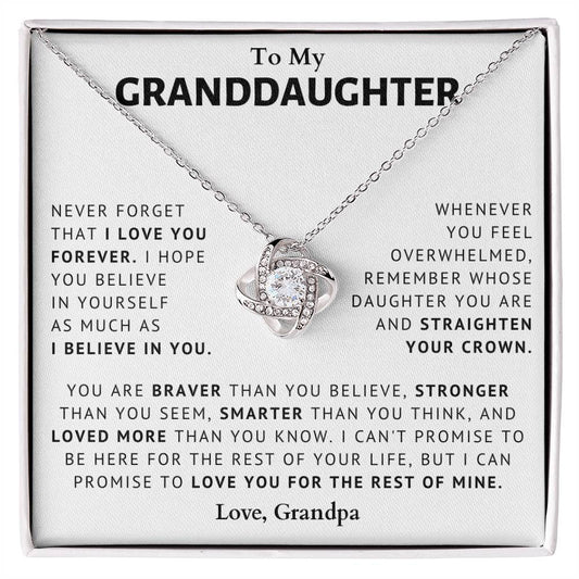 Granddaughter - Believe In Yourself - Love Knot Necklace - Personalized