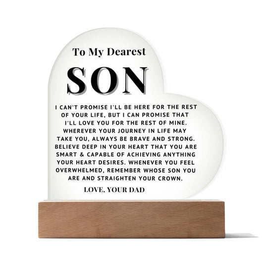 To My Son - Love You - Acrylic Heart Plaque