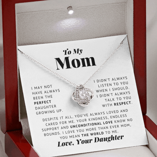 To My Mom - Unconditional Love - Love Knot Necklace