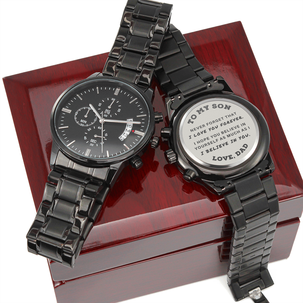 To My Son - Never Forget - Black Chronograph Watch