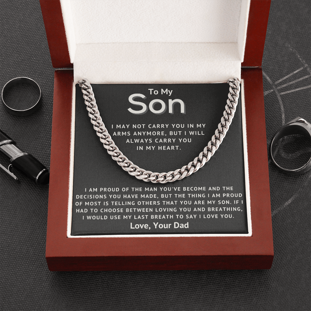 To My Son - In My Heart - Cuban Link Chain