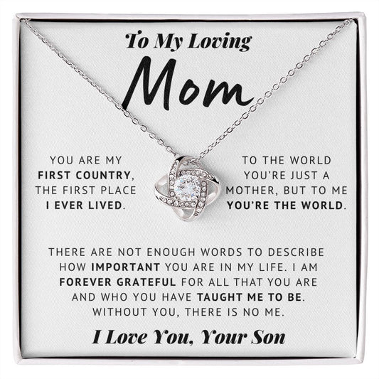 To My Loving Mom - The World - Love Knot Necklace