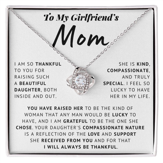 To My Girlfriend’s Mom - Thank You - Love Knot Necklace