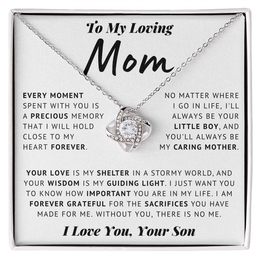 To My Loving Mom - Thank You - Love Knot Necklace