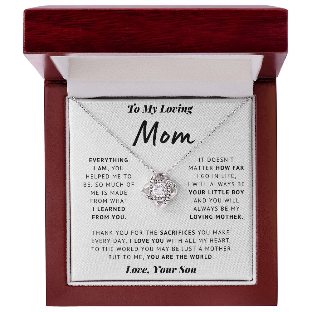 To My Mom - The World - Love Knot Necklace