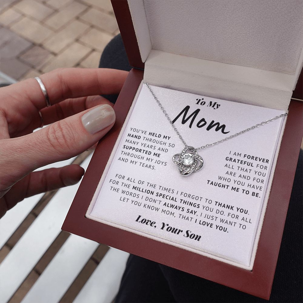 To My Mom - Grateful - Love Knot Necklace