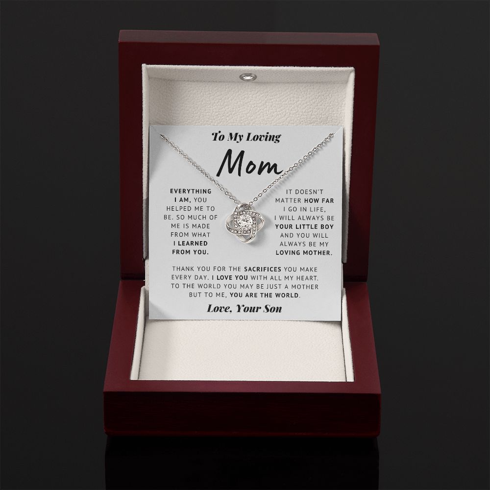 To My Mom - The World - Love Knot Necklace