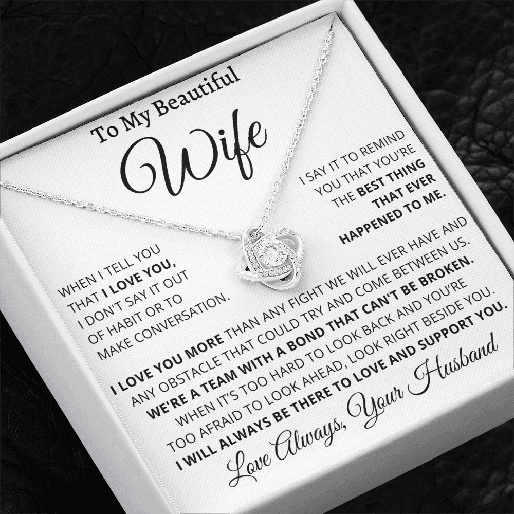 Wife - I Love You More - Love Knot Necklace