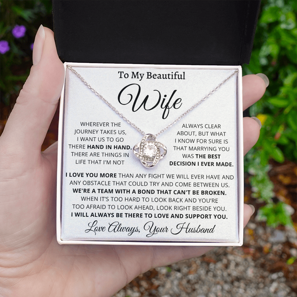Beautiful Wife - I Love You More - Love Knot Necklace