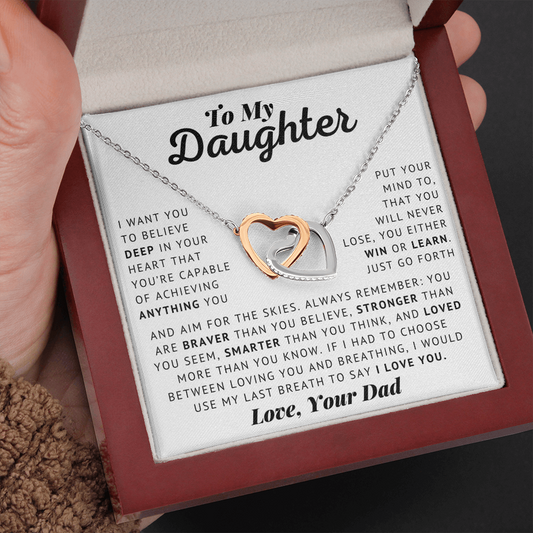 To My Daughter - Last Breath - Interlocking Hearts Necklace