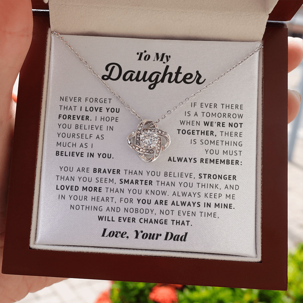 To My Daughter - Never Forget - Love Knot Necklace