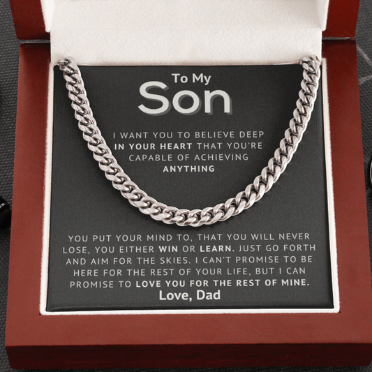 To My Son - Deep In Your Heart - Cuban Link Chain