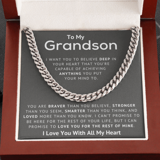 To My Grandson - Believe - I Love You With All My Heart - Link Chain