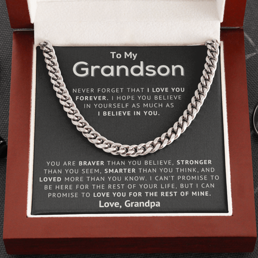 To My Grandson - I Believe In You - Cuban Link Chain