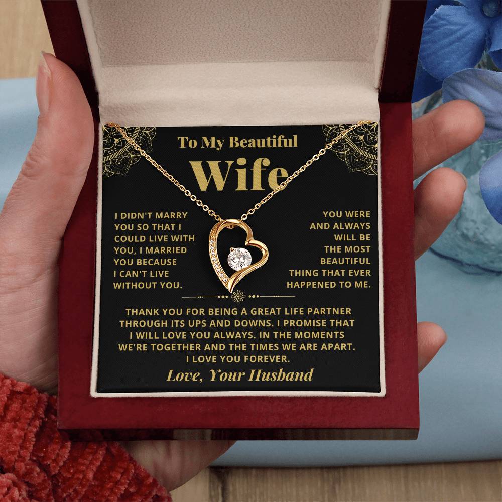 To My Beautiful Wife - Always - Forever Love Necklace