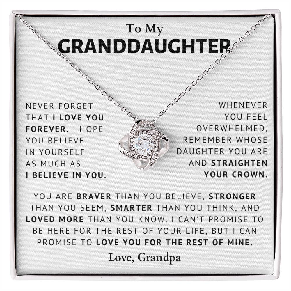 Granddaughter - Believe In Yourself - Love Knot Necklace - Personalized