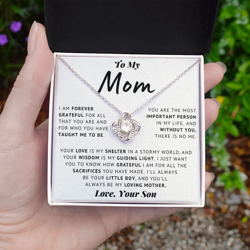 To My Mom - Thank You - Love Knot Necklace
