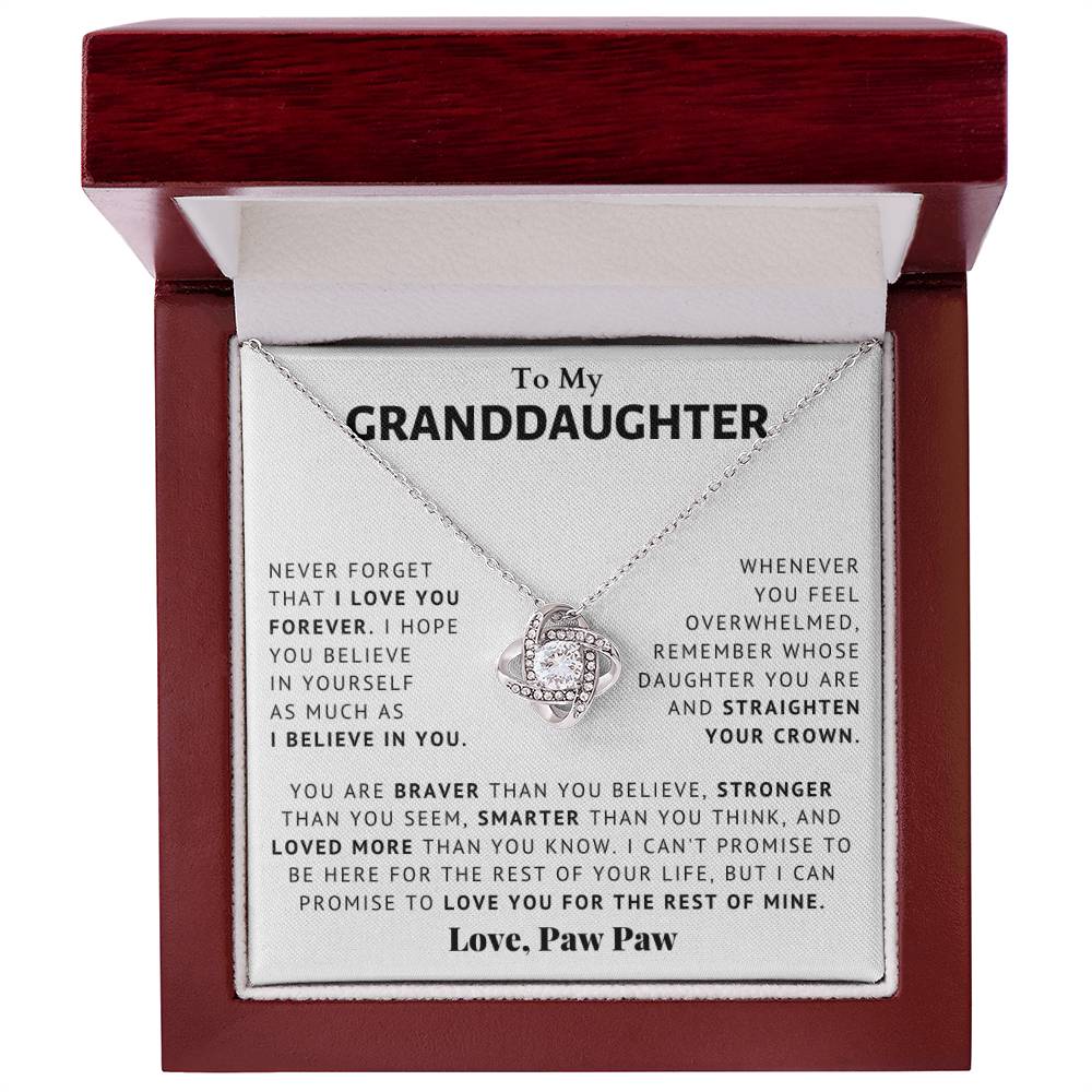 Granddaughter - Believe In Yourself From Paw Paw - Love Knot Necklace