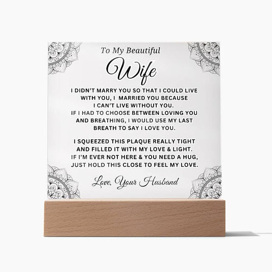 Wife - I Love You - Acrylic Square Plaque