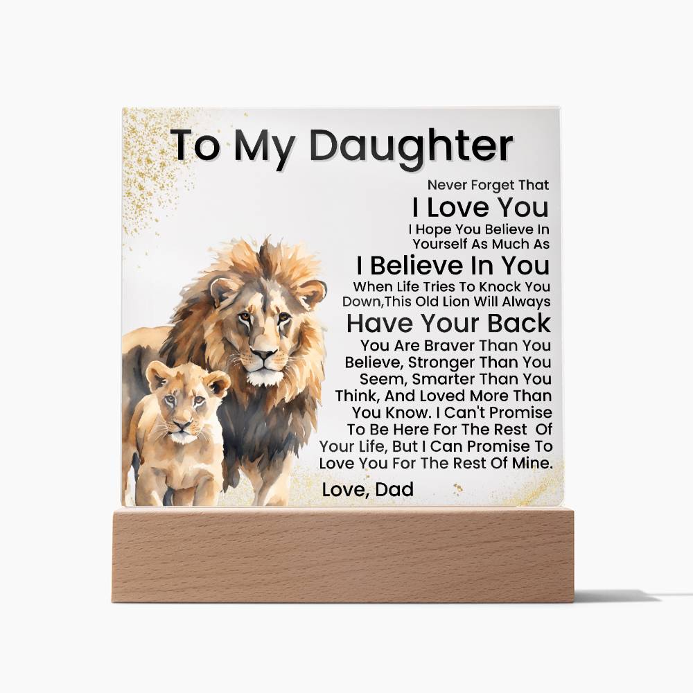 To My Daughter - Promise - Acrylic Square Plaque