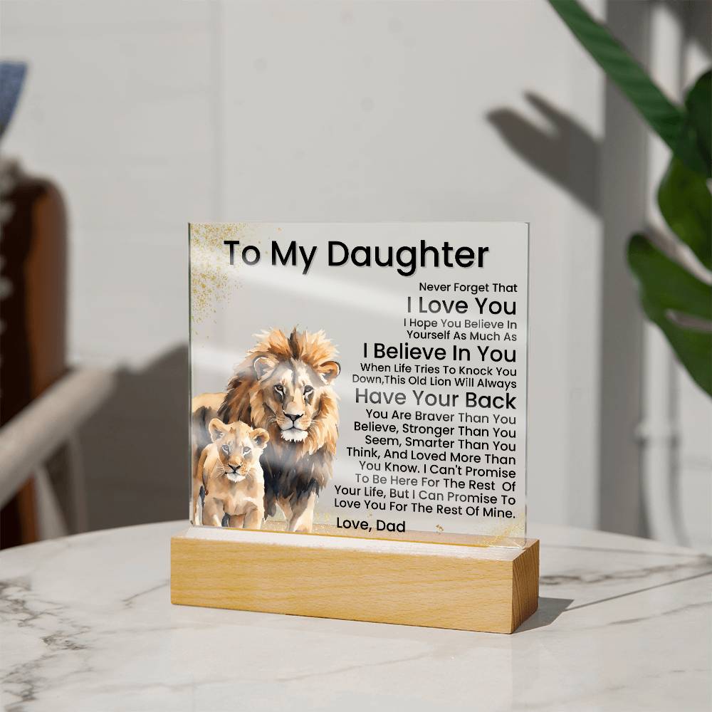 To My Daughter - Promise - Acrylic Square Plaque