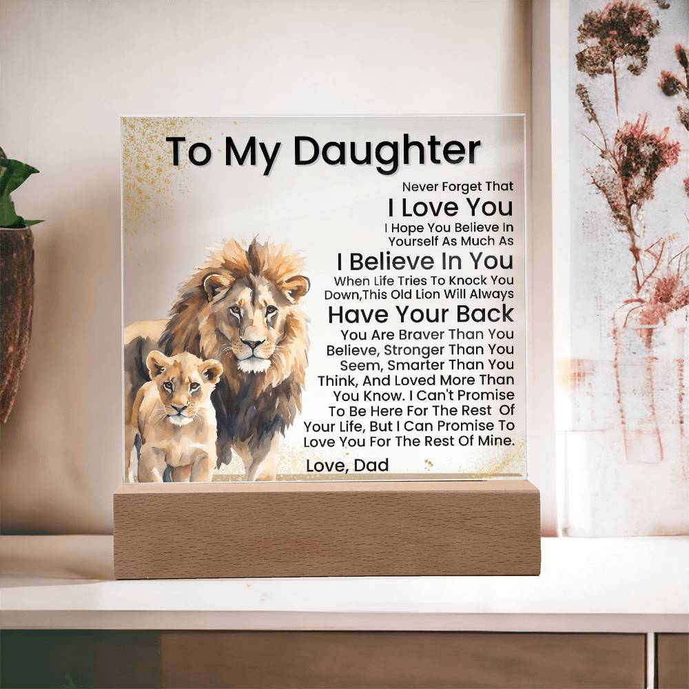 To My Daughter - Promise - Acrylic Square Plaque