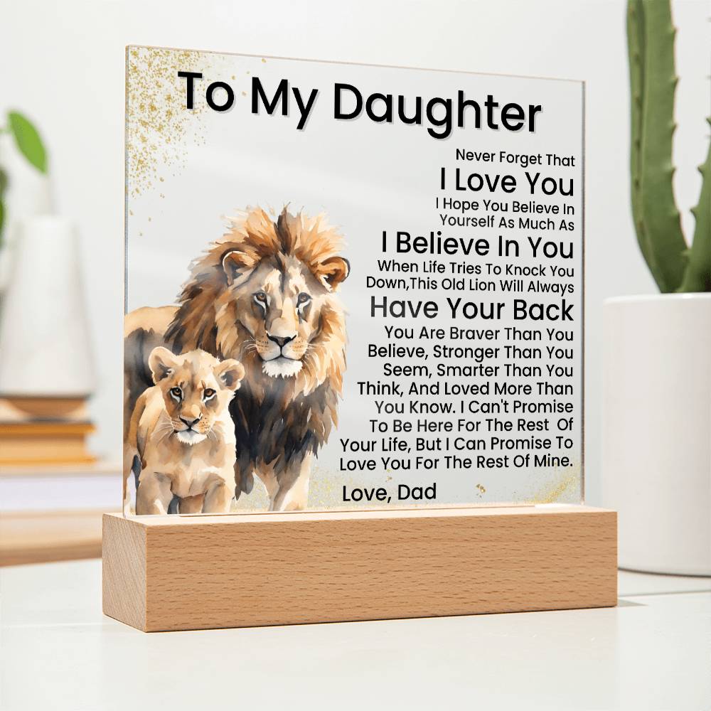 To My Daughter - Promise - Acrylic Square Plaque