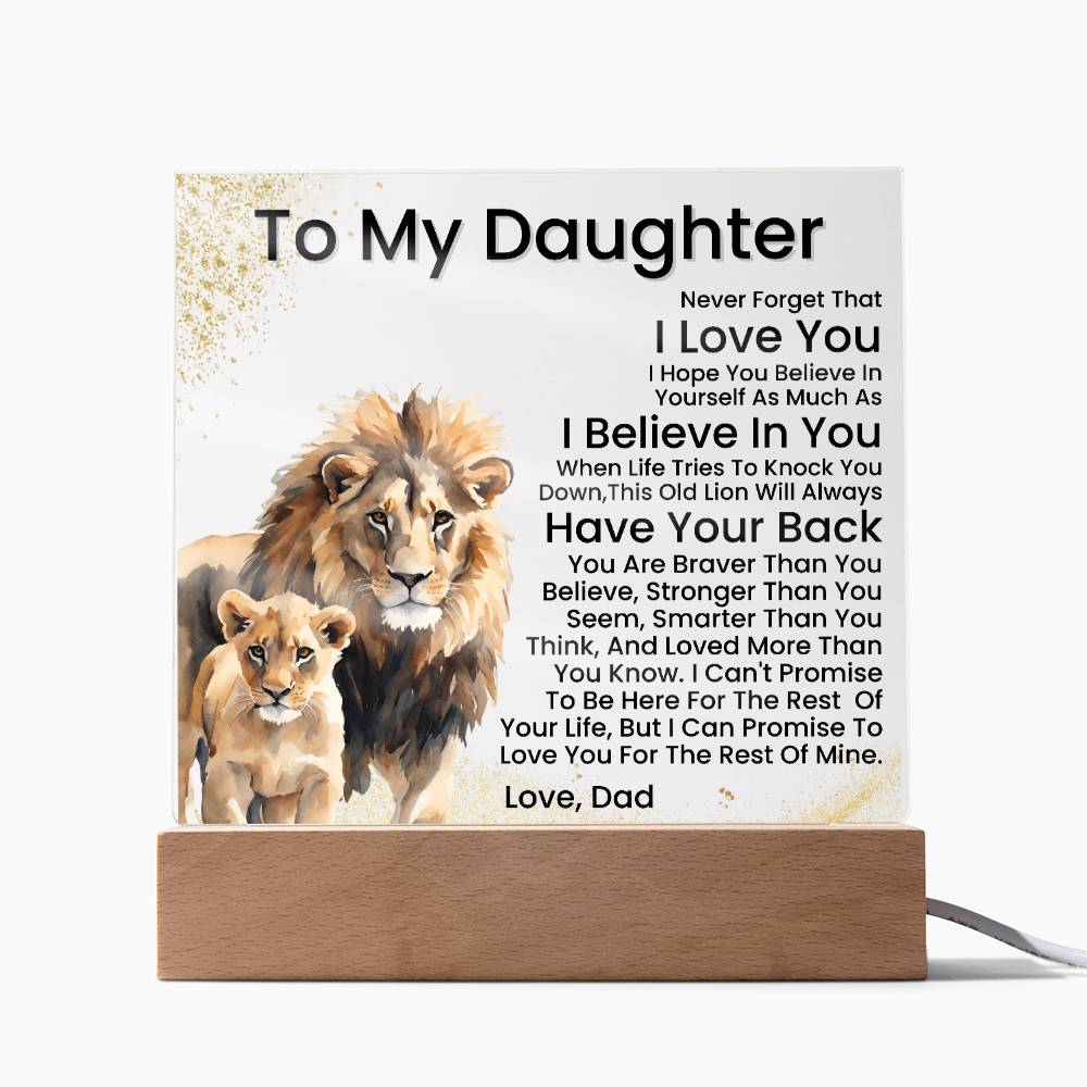 To My Daughter - Promise - Acrylic Square Plaque