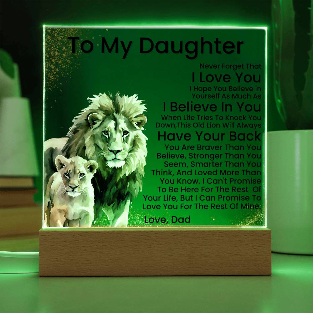 To My Daughter - Promise - Acrylic Square Plaque