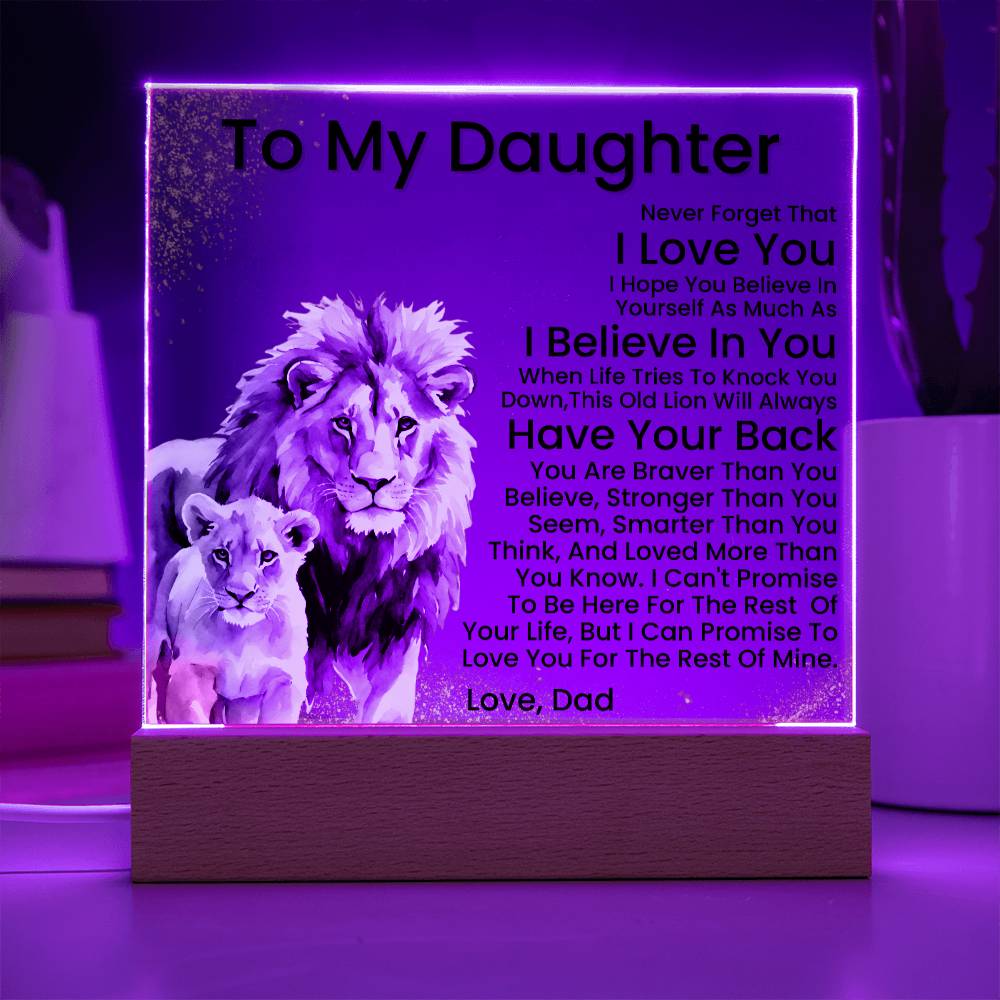 To My Daughter - Promise - Acrylic Square Plaque