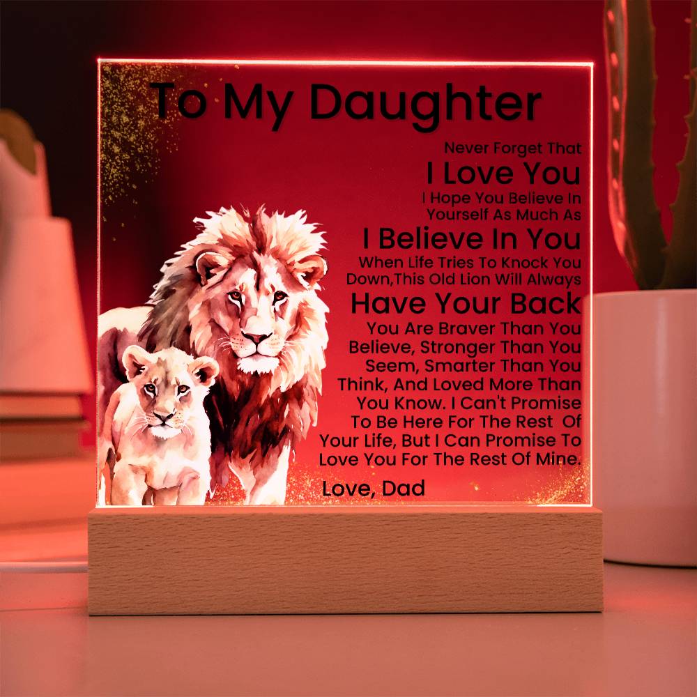 To My Daughter - Promise - Acrylic Square Plaque