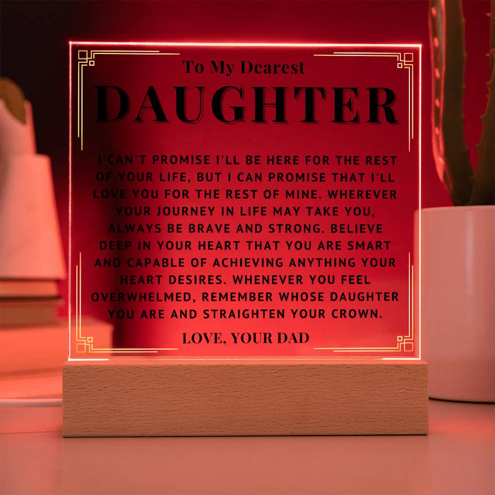 To My Daughter - Love You - Acrylic Square Plaque