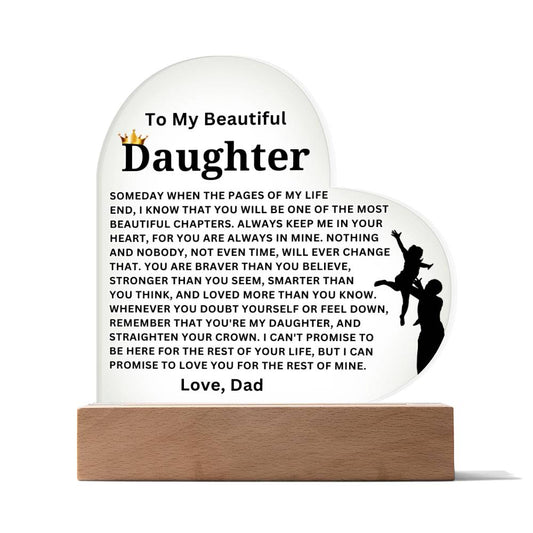 To My Daughter - Baby Girl - Acrylic Heart Plaque