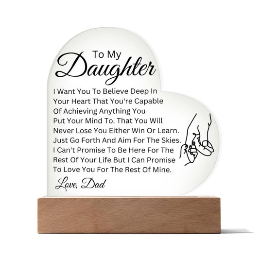 To My Daughter - Promise - Acrylic Heart Plaque