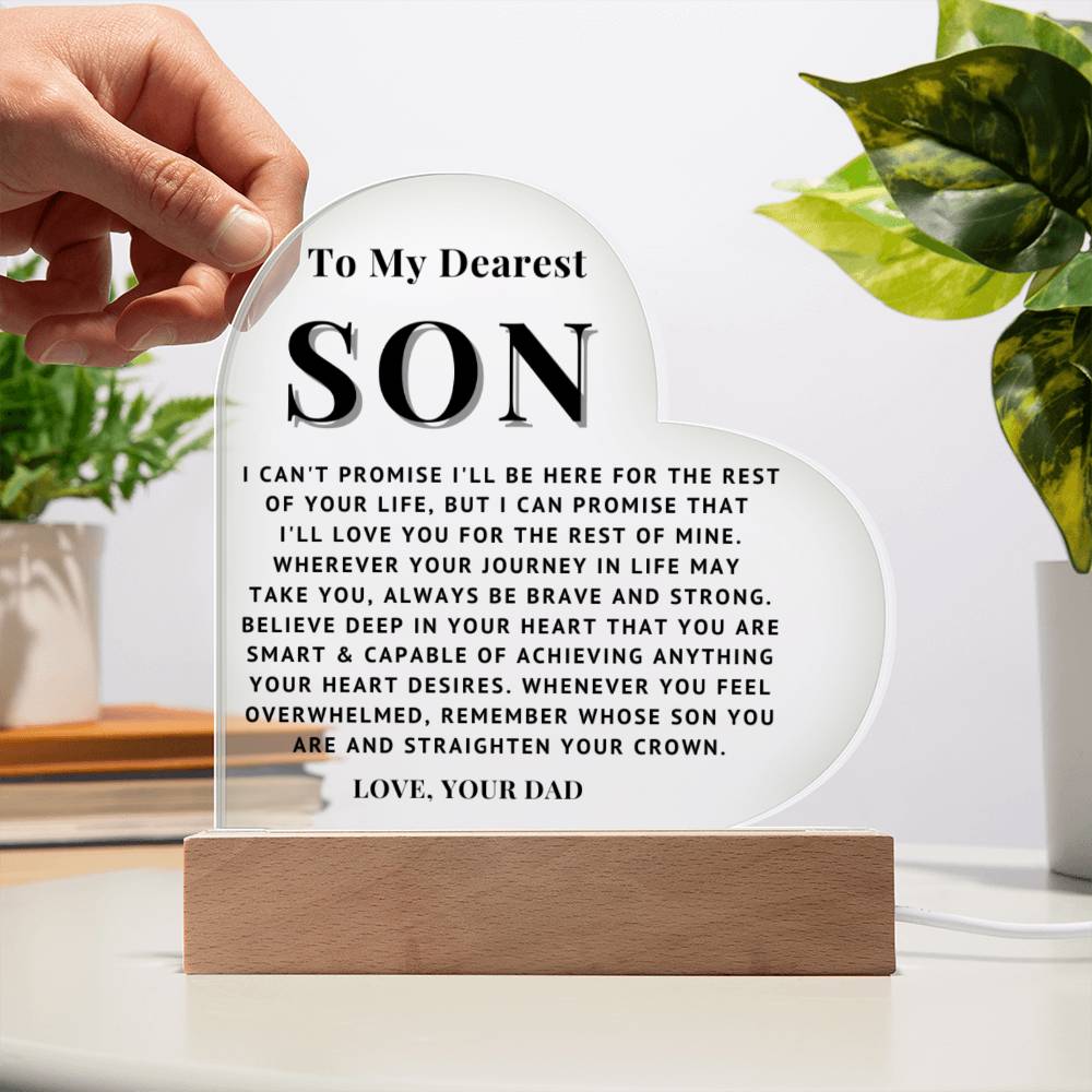 To My Son - Love You - Acrylic Heart Plaque