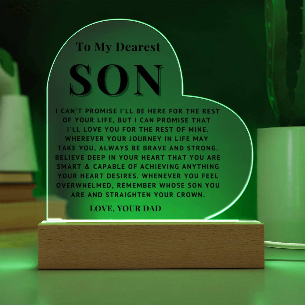 To My Son - Love You - Acrylic Heart Plaque