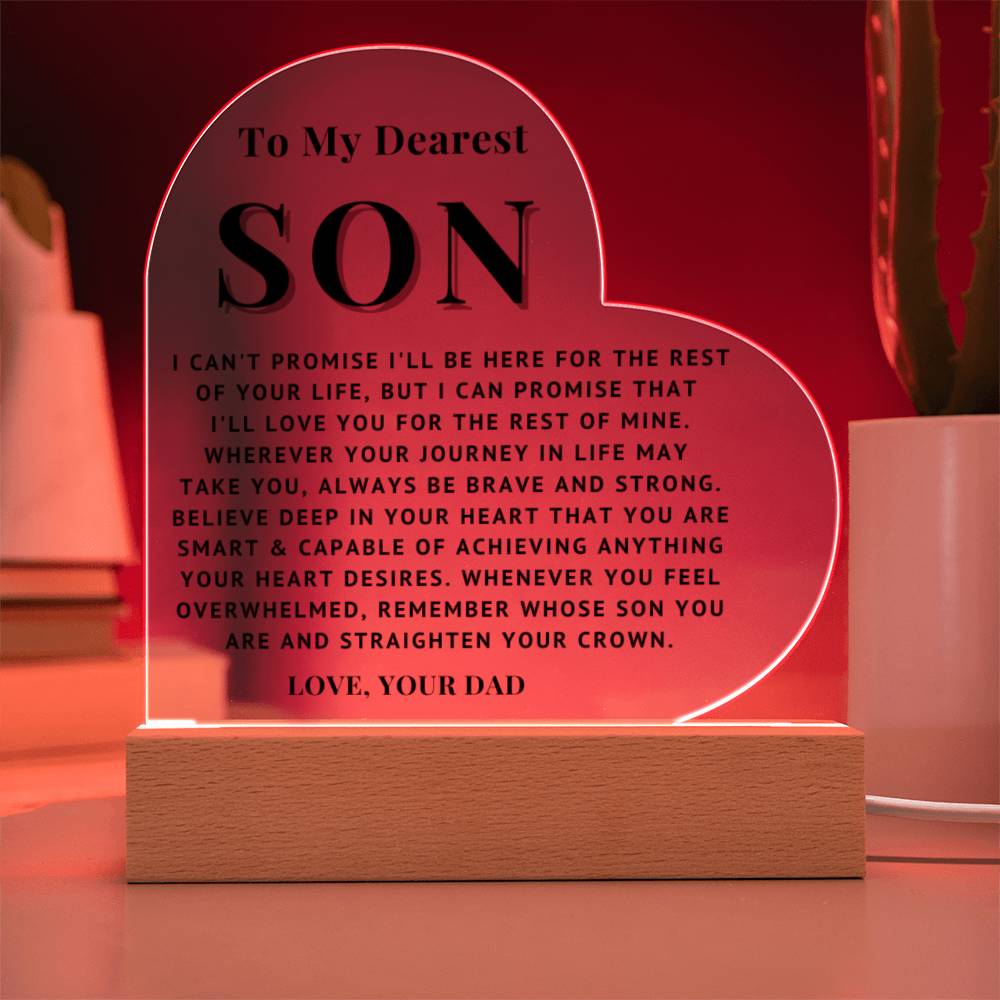 To My Son - Love You - Acrylic Heart Plaque