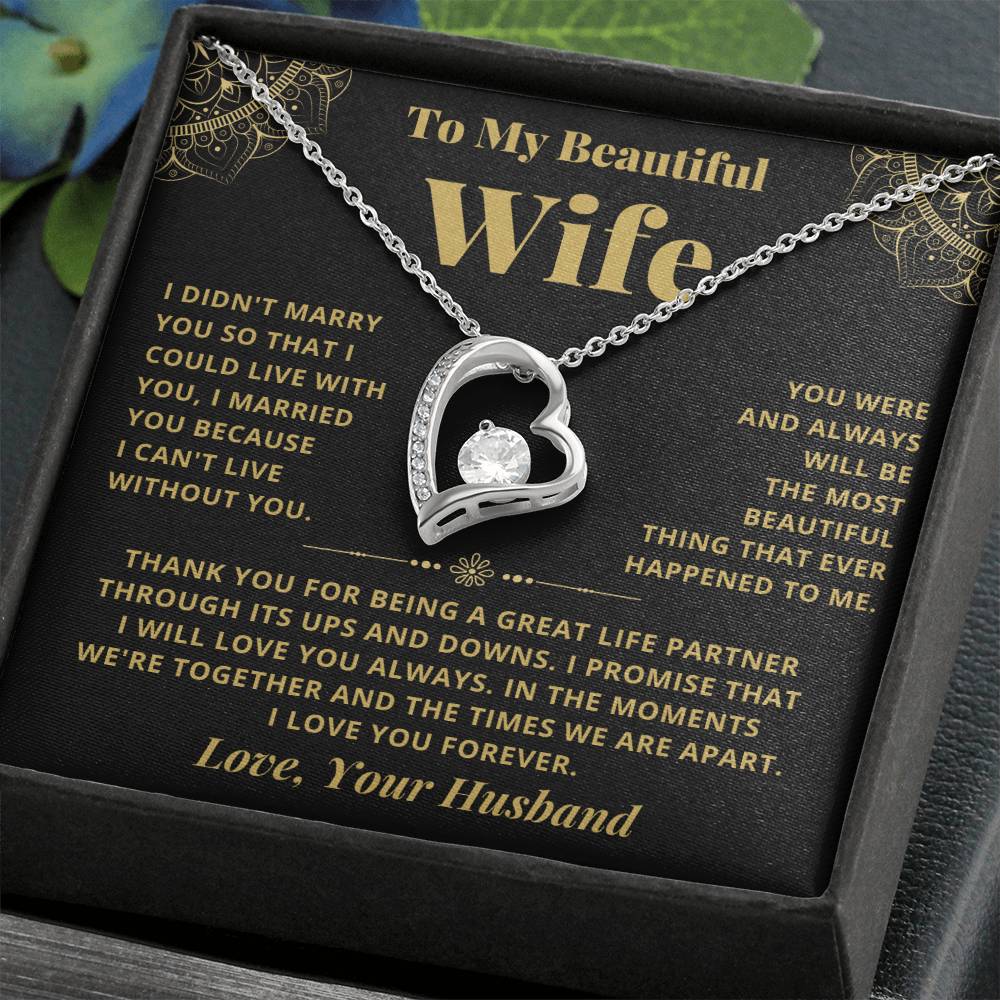 To My Beautiful Wife - Always - Forever Love Necklace