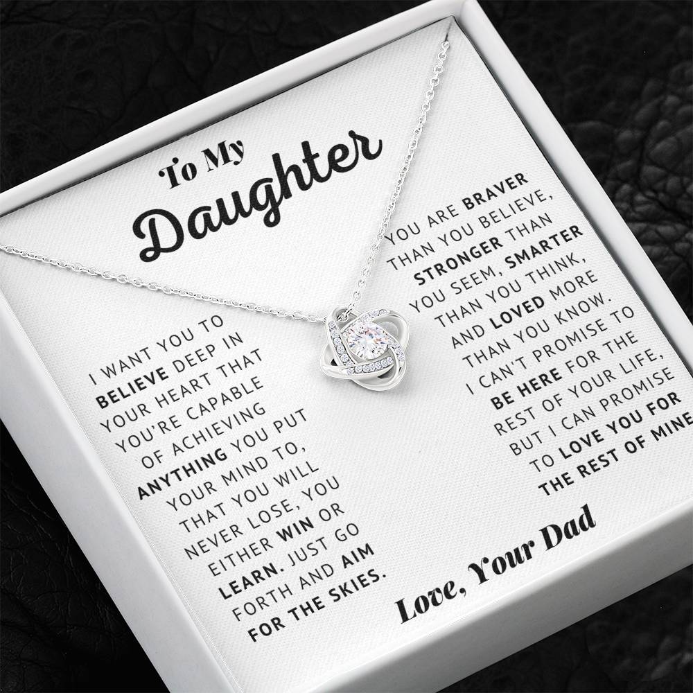 Daughter - Believe - Love Knot Necklace