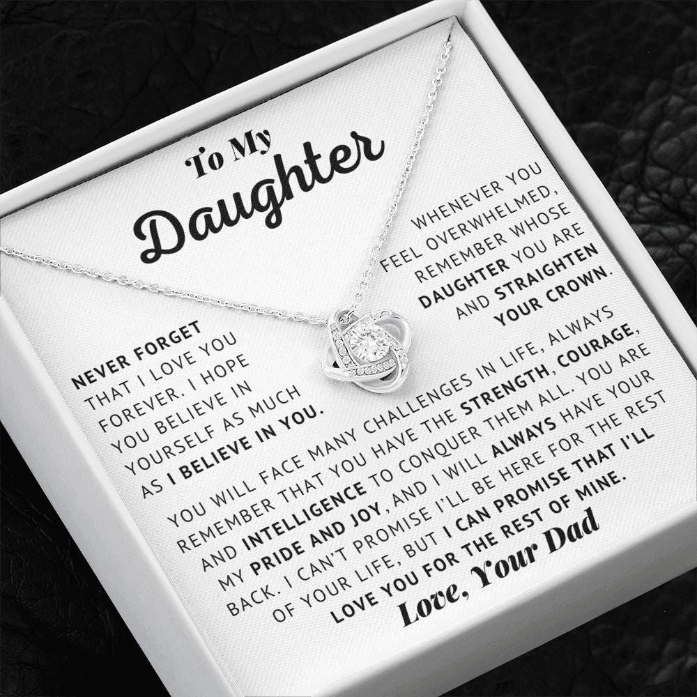 To My Daughter - I Believe In You - Love Knot Necklace