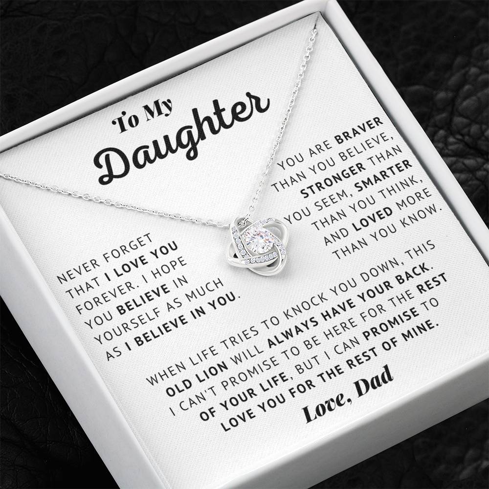 Daughter - Believe - Love Knot Necklace