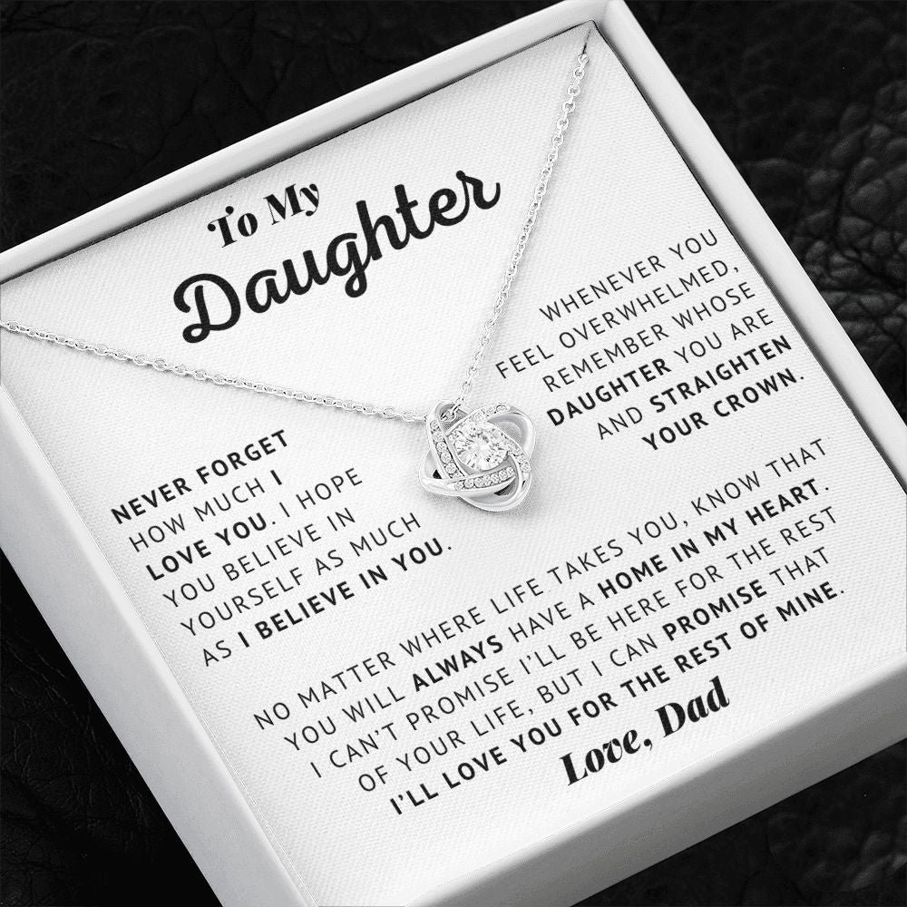 To My Daughter - Believe In Yourself - Love Knot Necklace