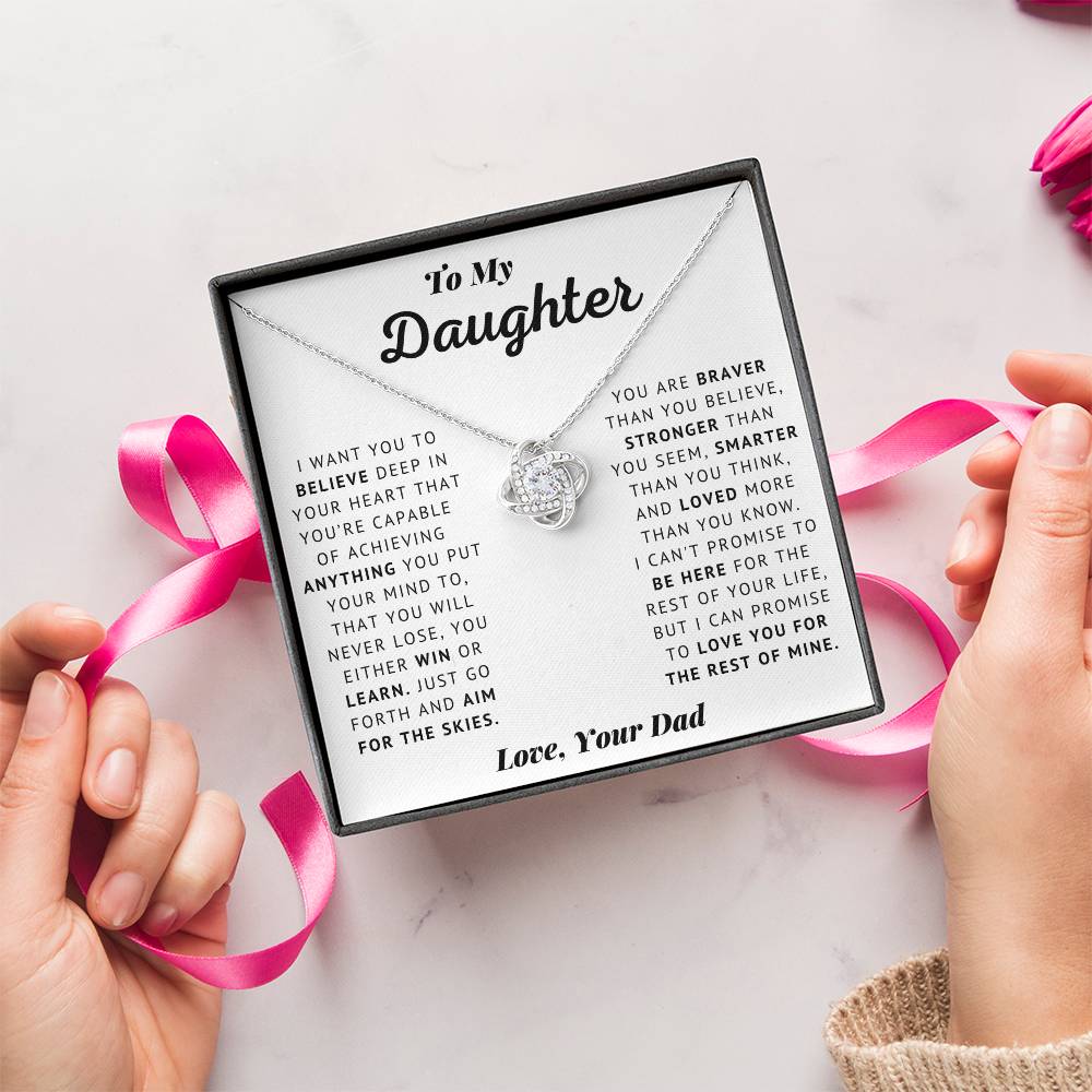 Daughter - Believe - Love Knot Necklace