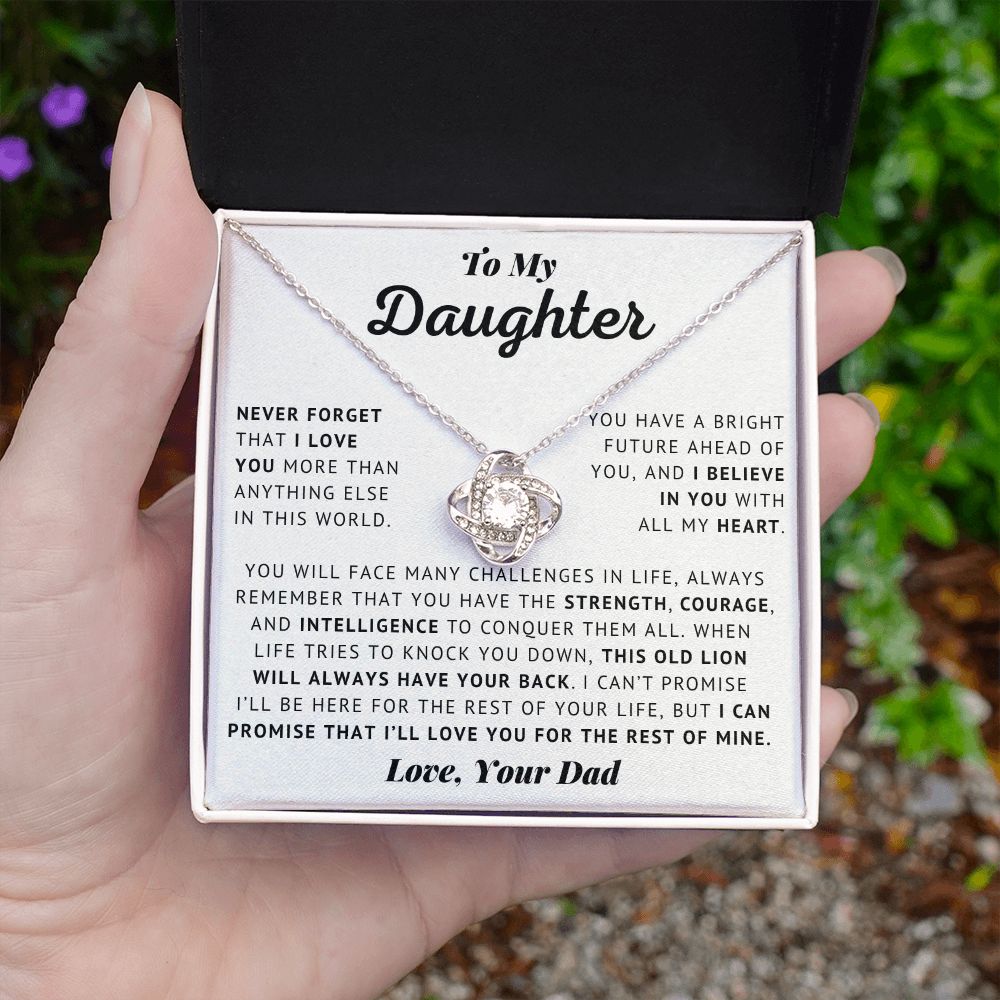 To My Daughter - I Believe In You - Love Knot Necklace