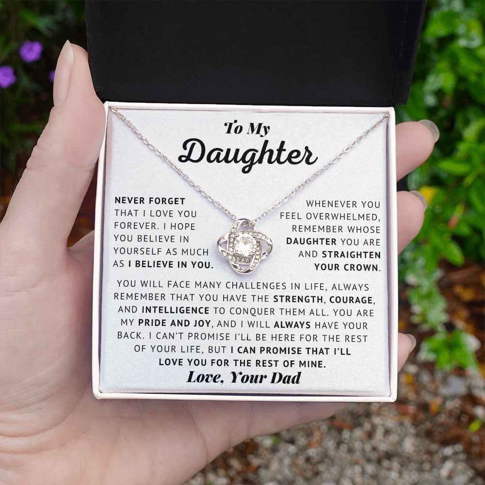 To My Daughter - I Believe In You - Love Knot Necklace