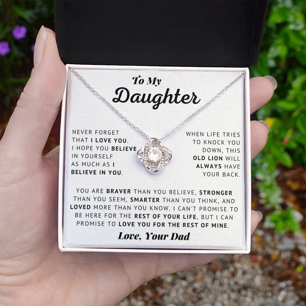 Daughter - Believe - Love Knot Necklace