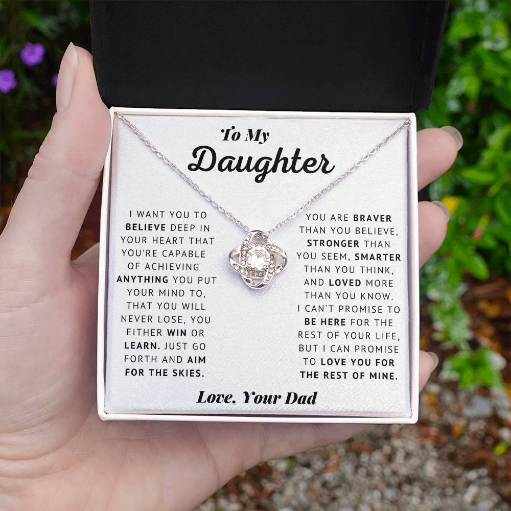 Daughter - Believe - Love Knot Necklace