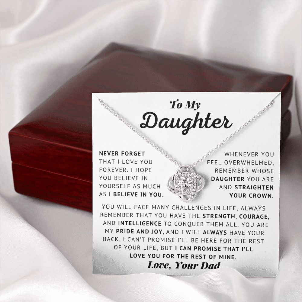 To My Daughter - I Believe In You - Love Knot Necklace