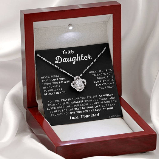 Daughter - Believe - Love Knot Necklace