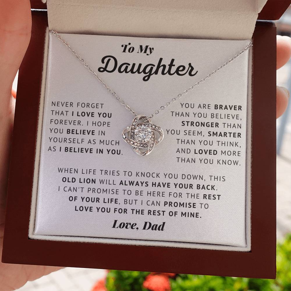 Daughter - Believe - Love Knot Necklace